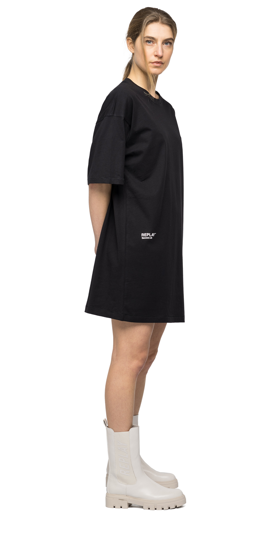 ピースダイオーガニックコットンジャージーオーバーサイズドレス 詳細画像 ブラック 3